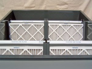 Filter box contains racks of Merv-8 rated filters.